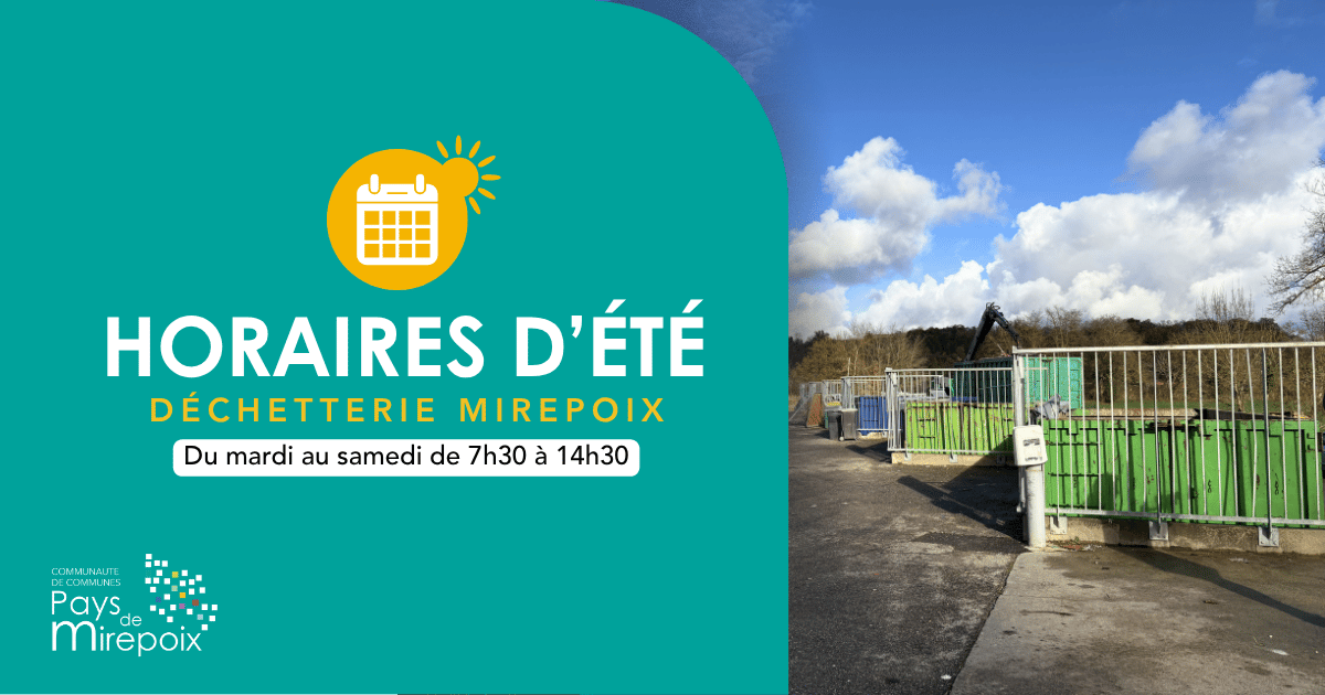 Horaires été déchetterie
